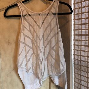 Free People White Aztec Mesh Tank Top S